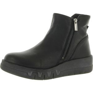 Miz Mooz Womens Lass Black Leather Wedge Booties Ankle Boots Shoes Used